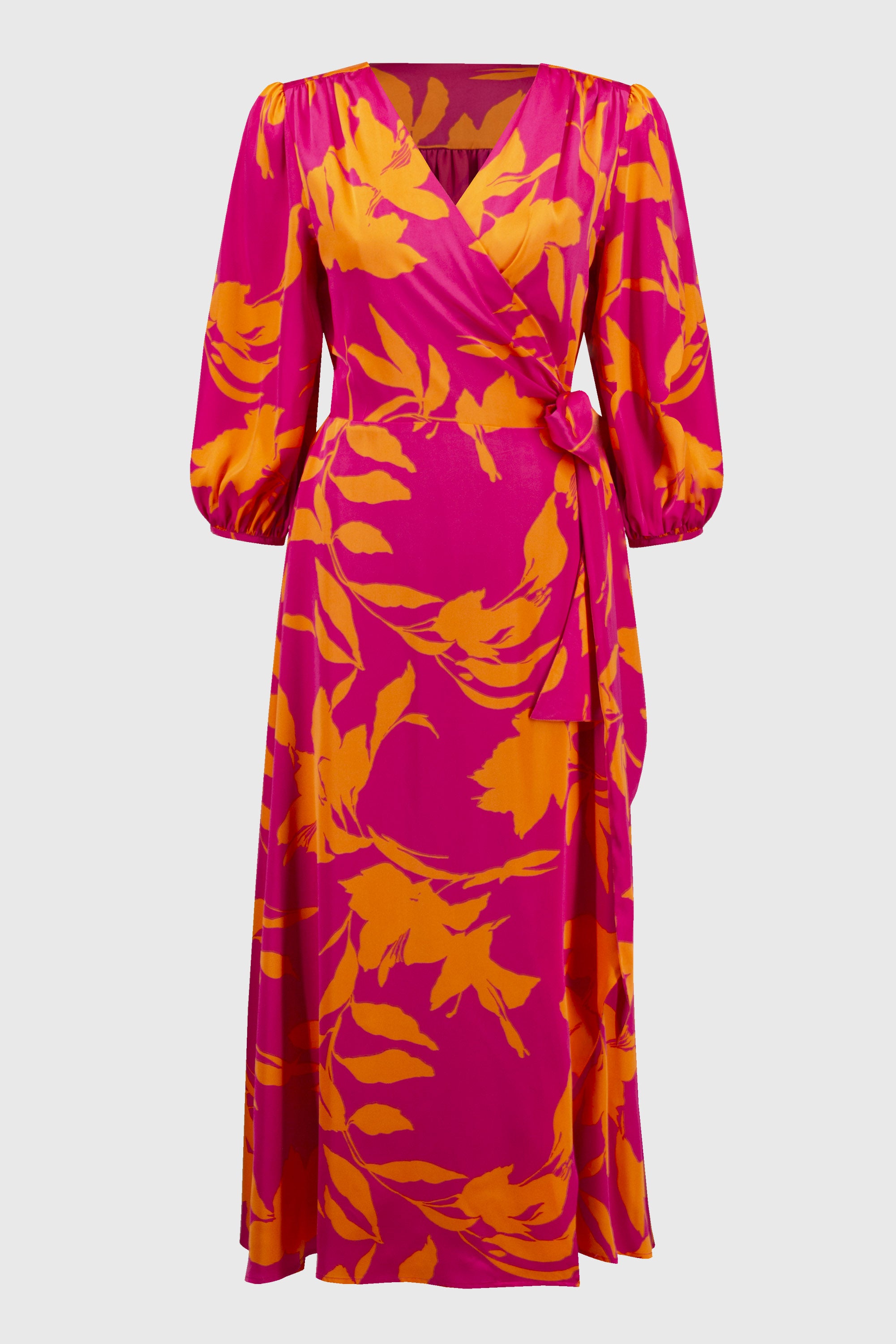 JOSEPH RIBKOFF Floral Wrap Midi Dress