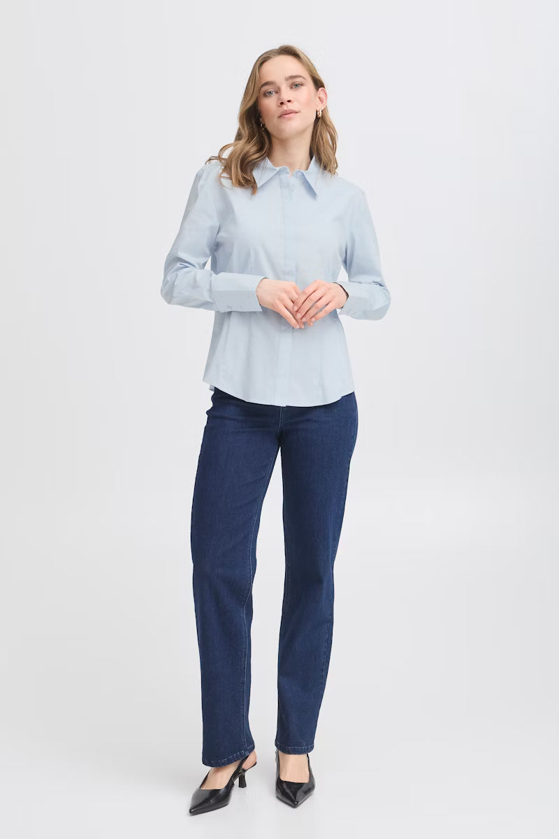 FRANSA Light Blue Collared Shirt