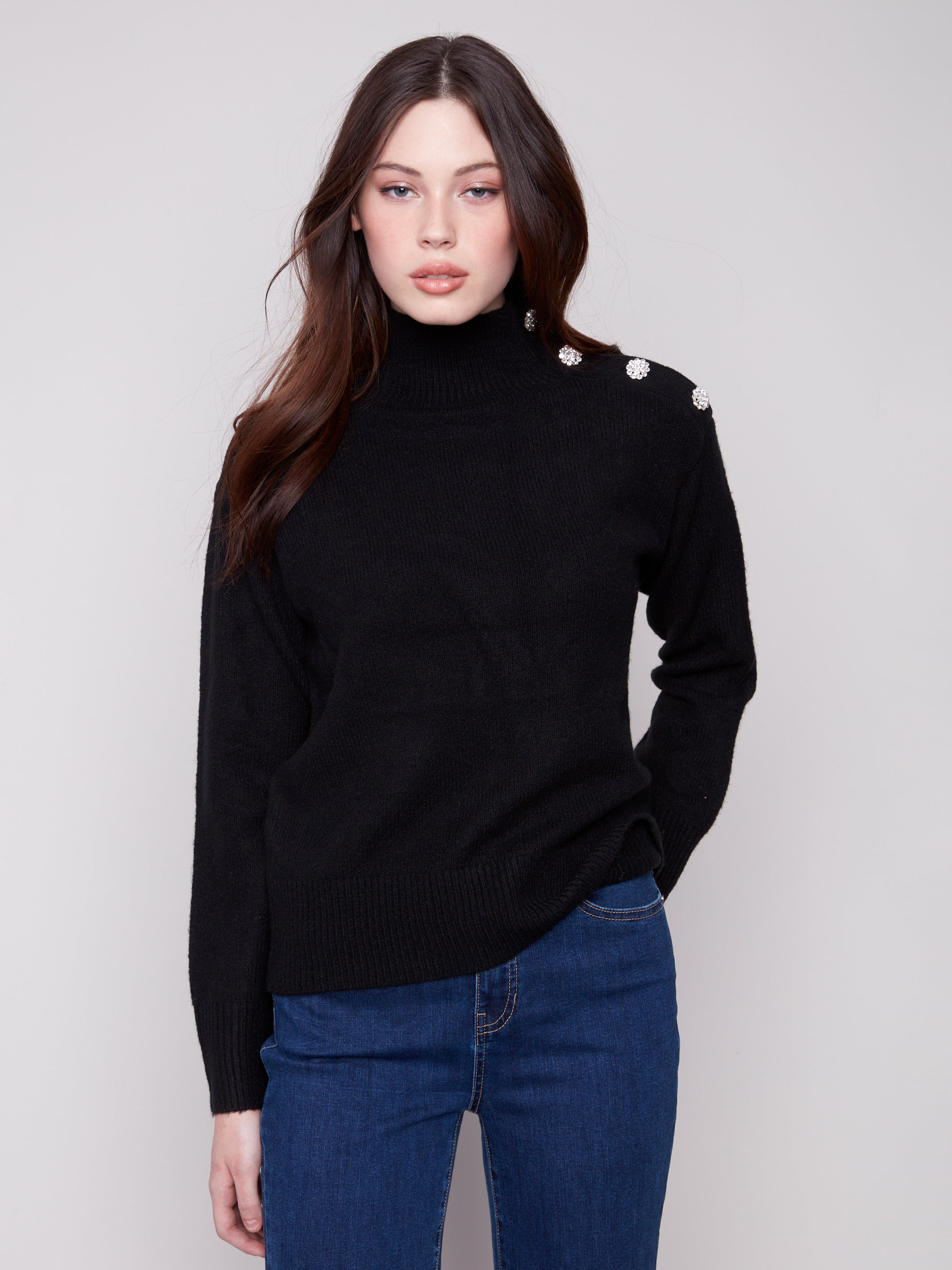 CHARLI B Mock Neck Sweater