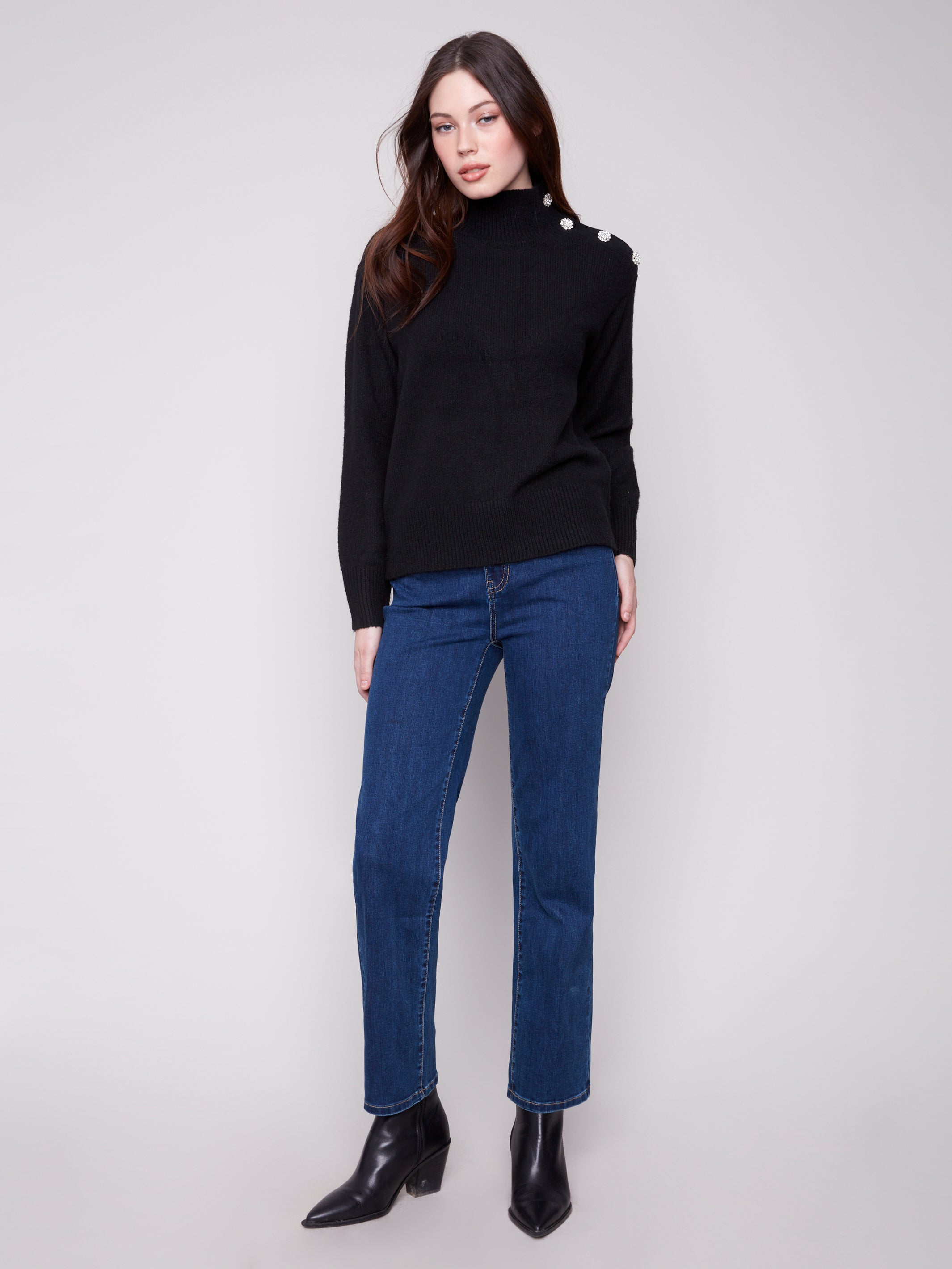 CHARLI B Mock Neck Sweater