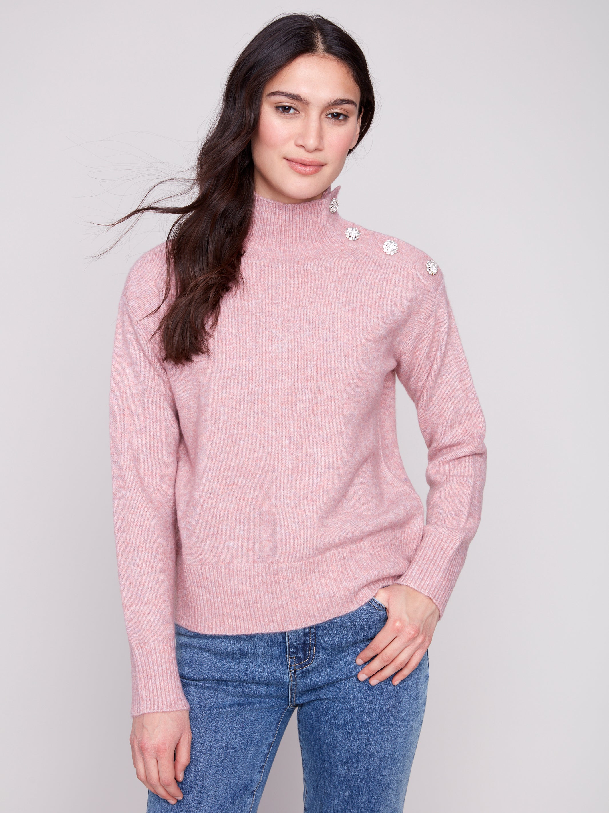 CHARLI B Mock Neck Sweater