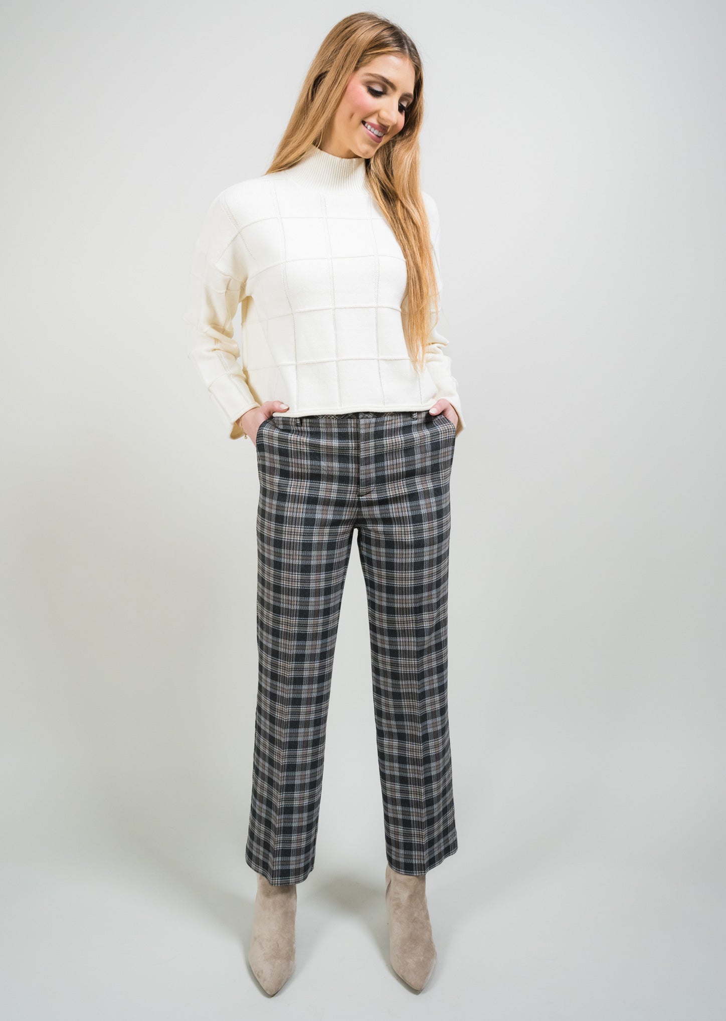 LISETTE L Window Pane Sweater