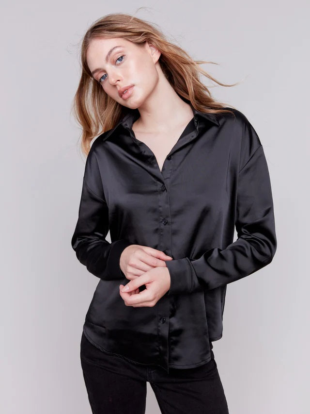 CHARLIE B Flowy Satin Blouse