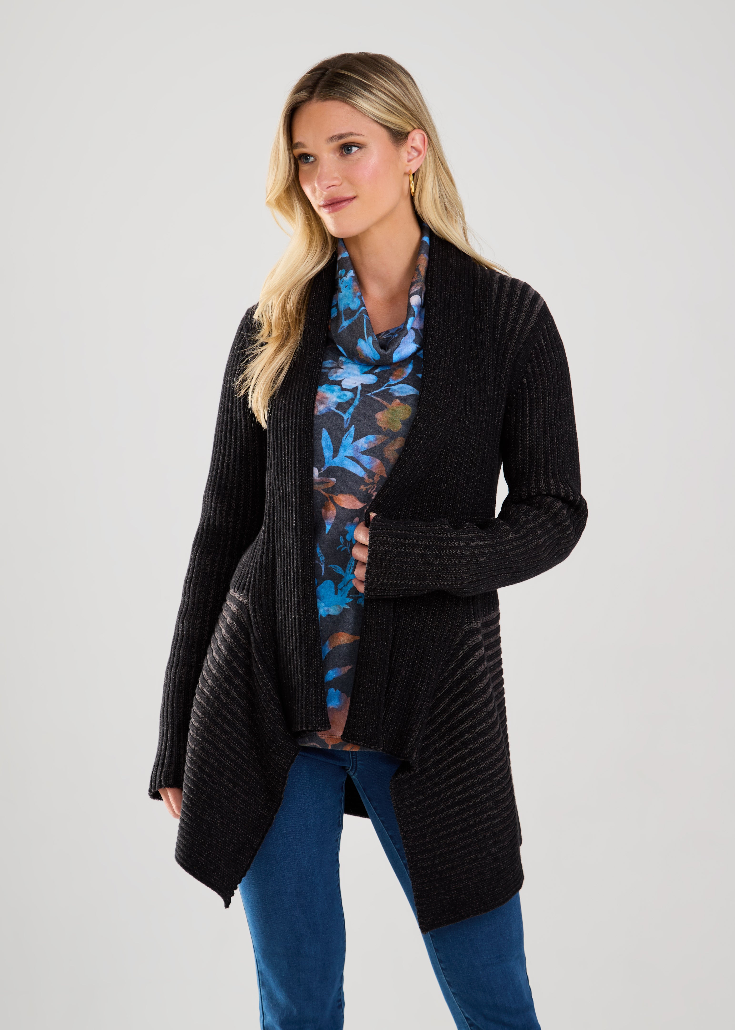 FDJ Long Sleeve Waterfall Cardigan
