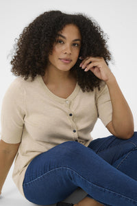 KAFFE CURVE Short Sleeve Knit Top