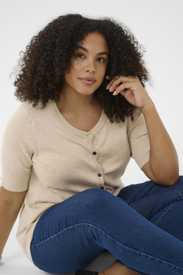 KAFFE CURVE Short Sleeve Knit Top