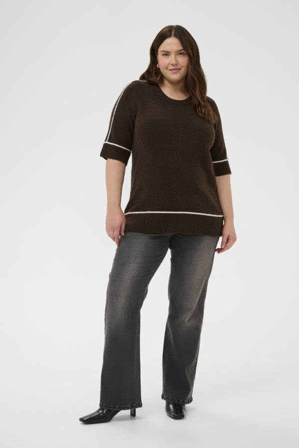 KAFFE CURVE Short-Sleeve Knit Top