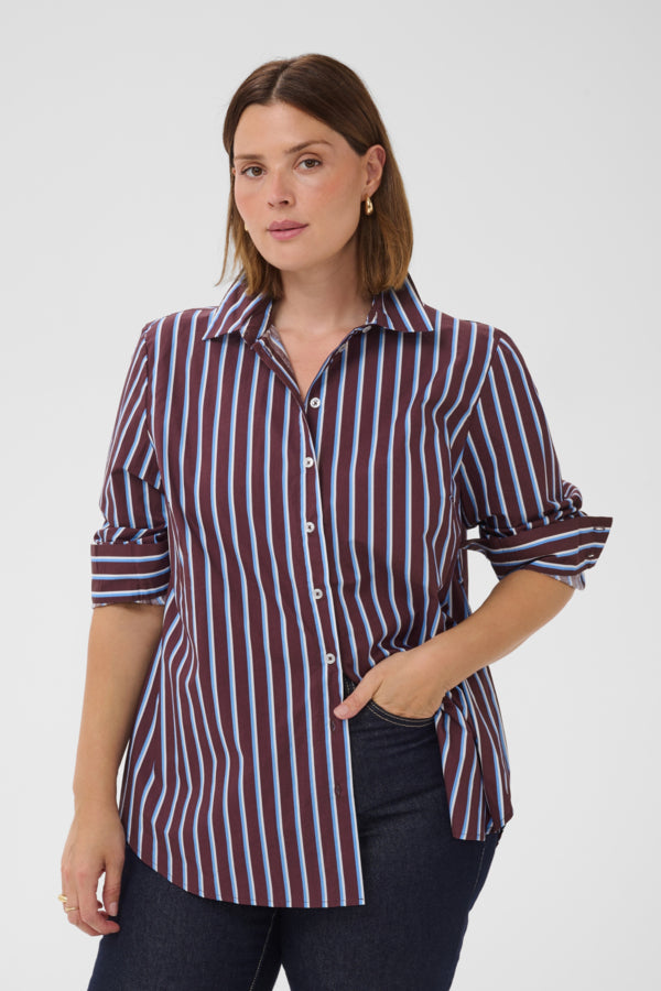 KAFFE CURVE Striped Blouse