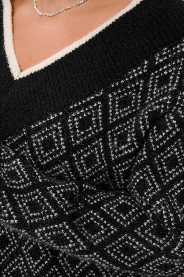 KAFFE CURVE Diamond Pattern Sweater