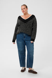 KAFFE CURVE Diamond Pattern Sweater