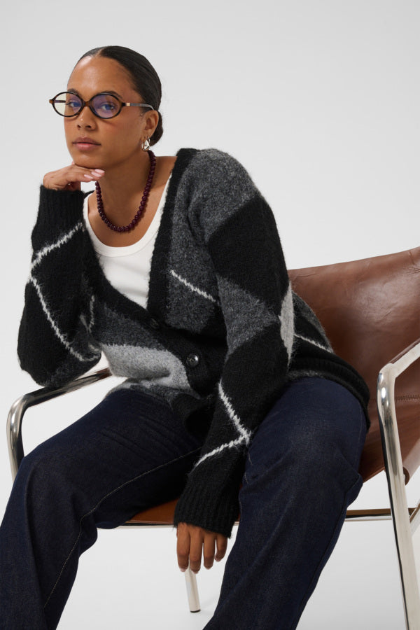 KAFFE CURVE Argyle Cardigan