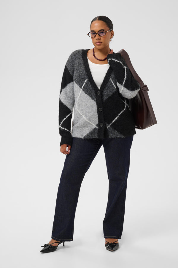 KAFFE CURVE Argyle Cardigan