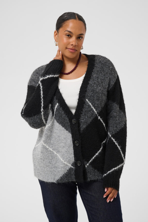 KAFFE CURVE Argyle Cardigan