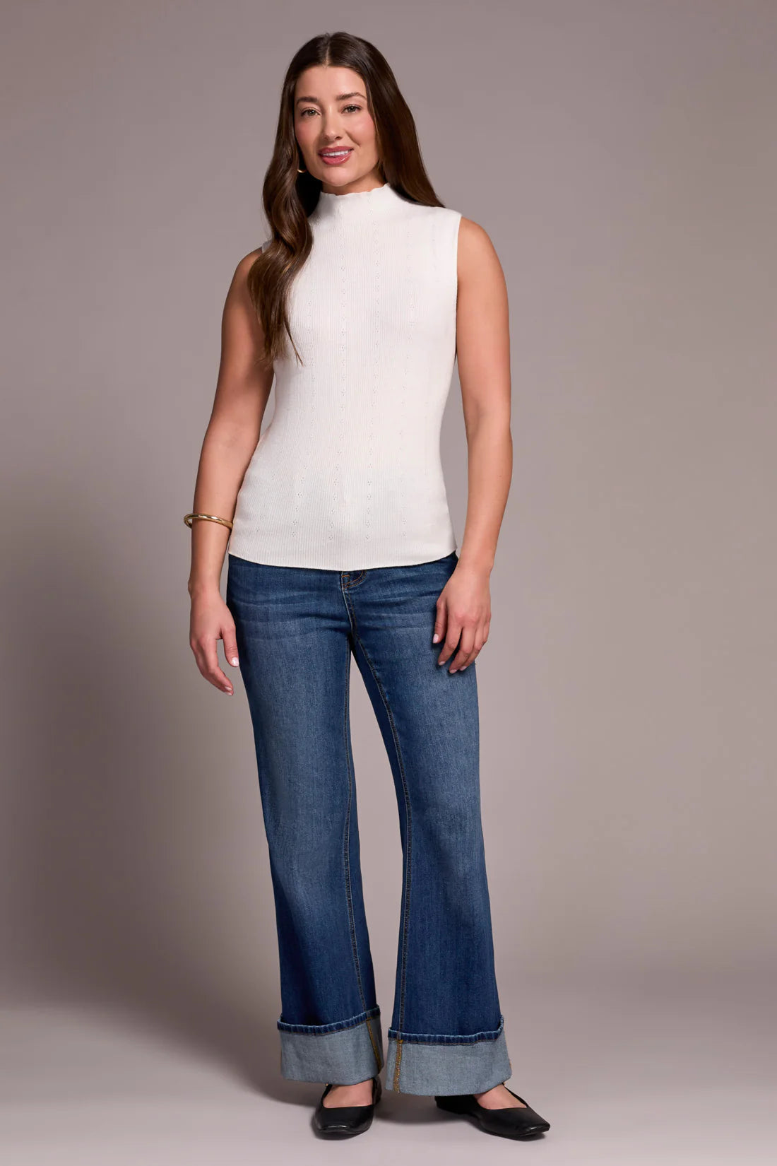 TRIBAL Textured Sleeveless Mock Neck