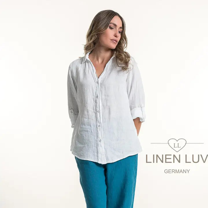 LINEN LUV White Linen Blouse