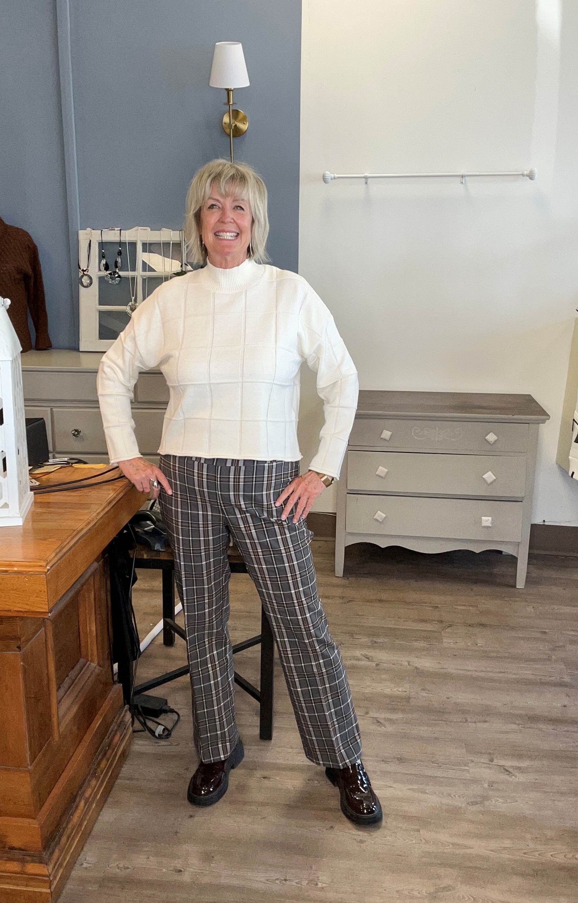 LISETTE L Straight Leg Plaid Pants