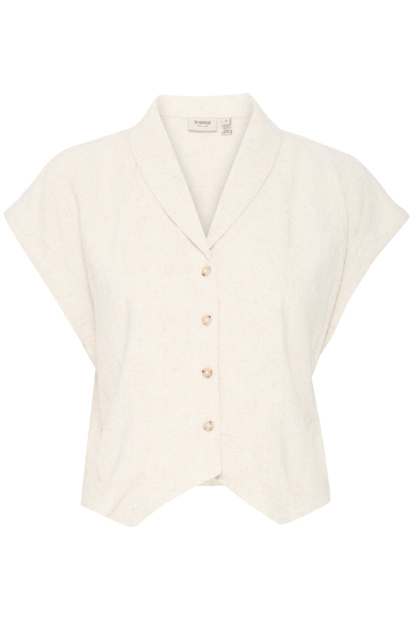 FRANSA Collared Linen Blouse