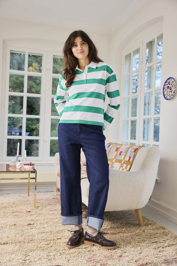 FRANSA Cuffed Wide Leg Denim