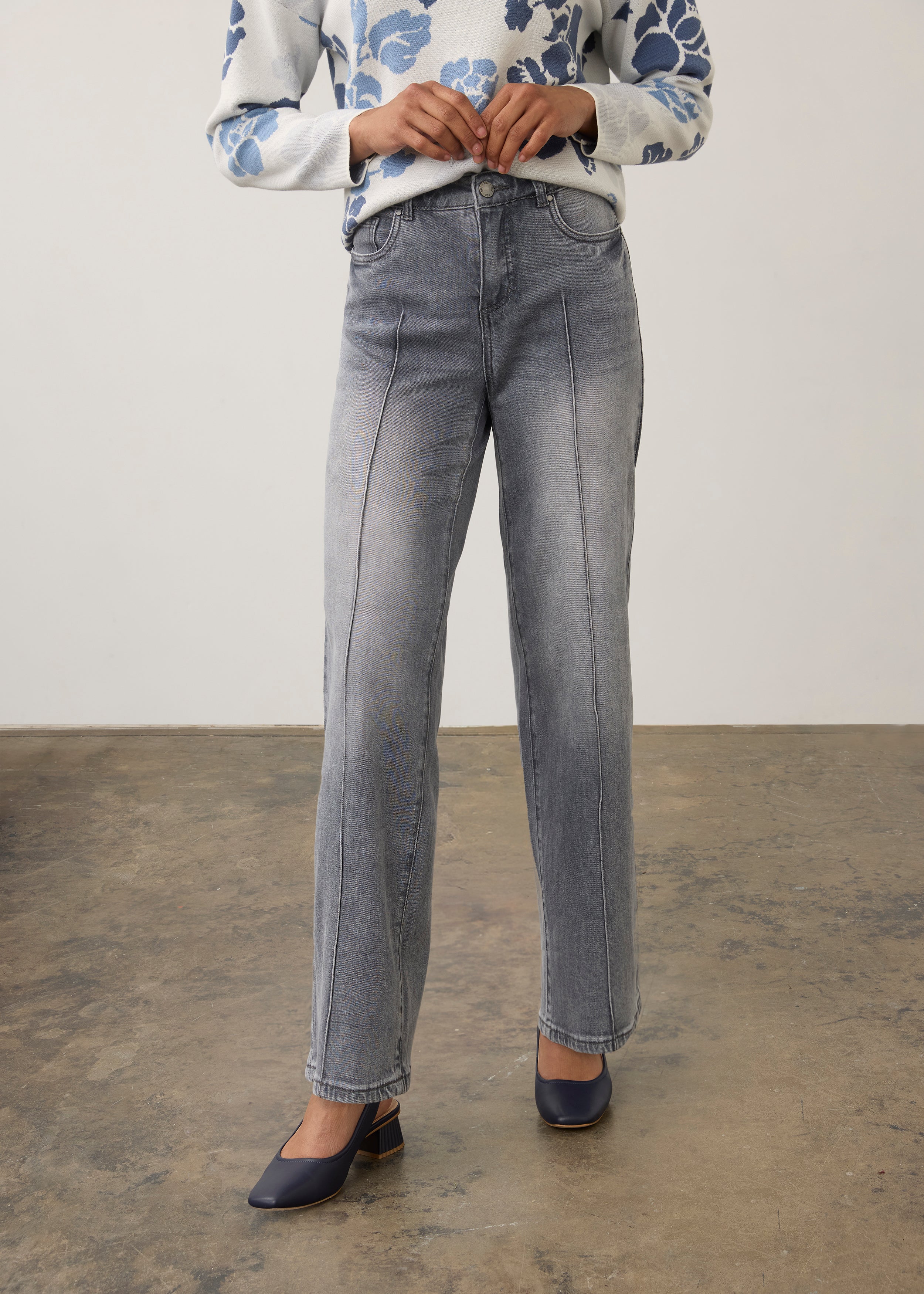 FDJ Olivia Pintuck Wide Leg Denim