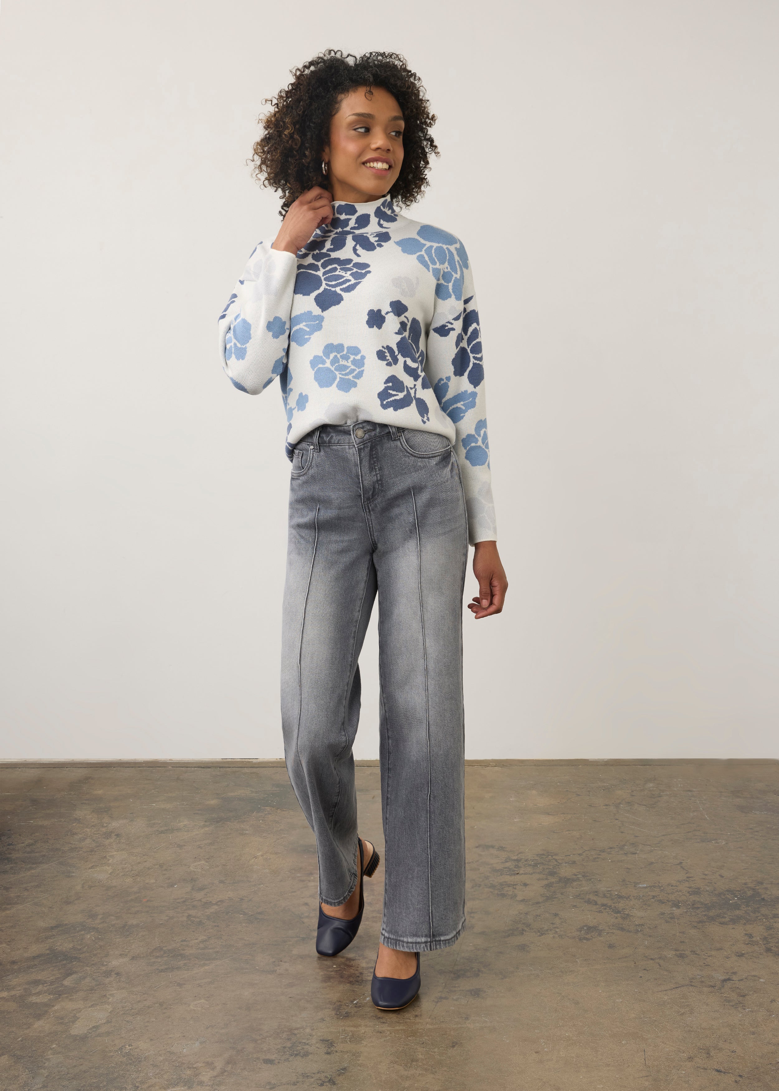 FDJ Olivia Pintuck Wide Leg Denim