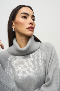 JOSEPH RIBKOFF Knit Boxy Top with Sequins