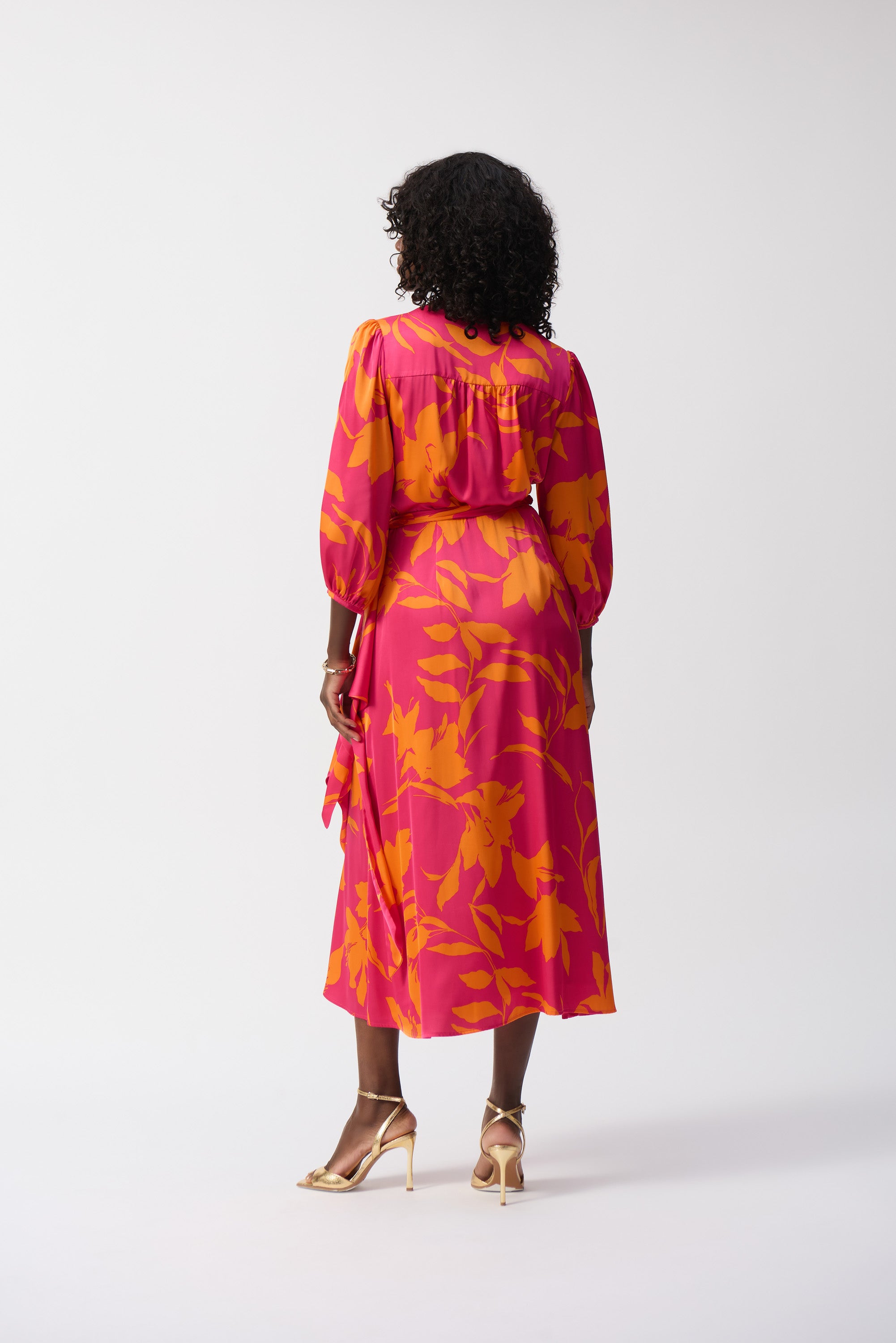 JOSEPH RIBKOFF Floral Wrap Midi Dress
