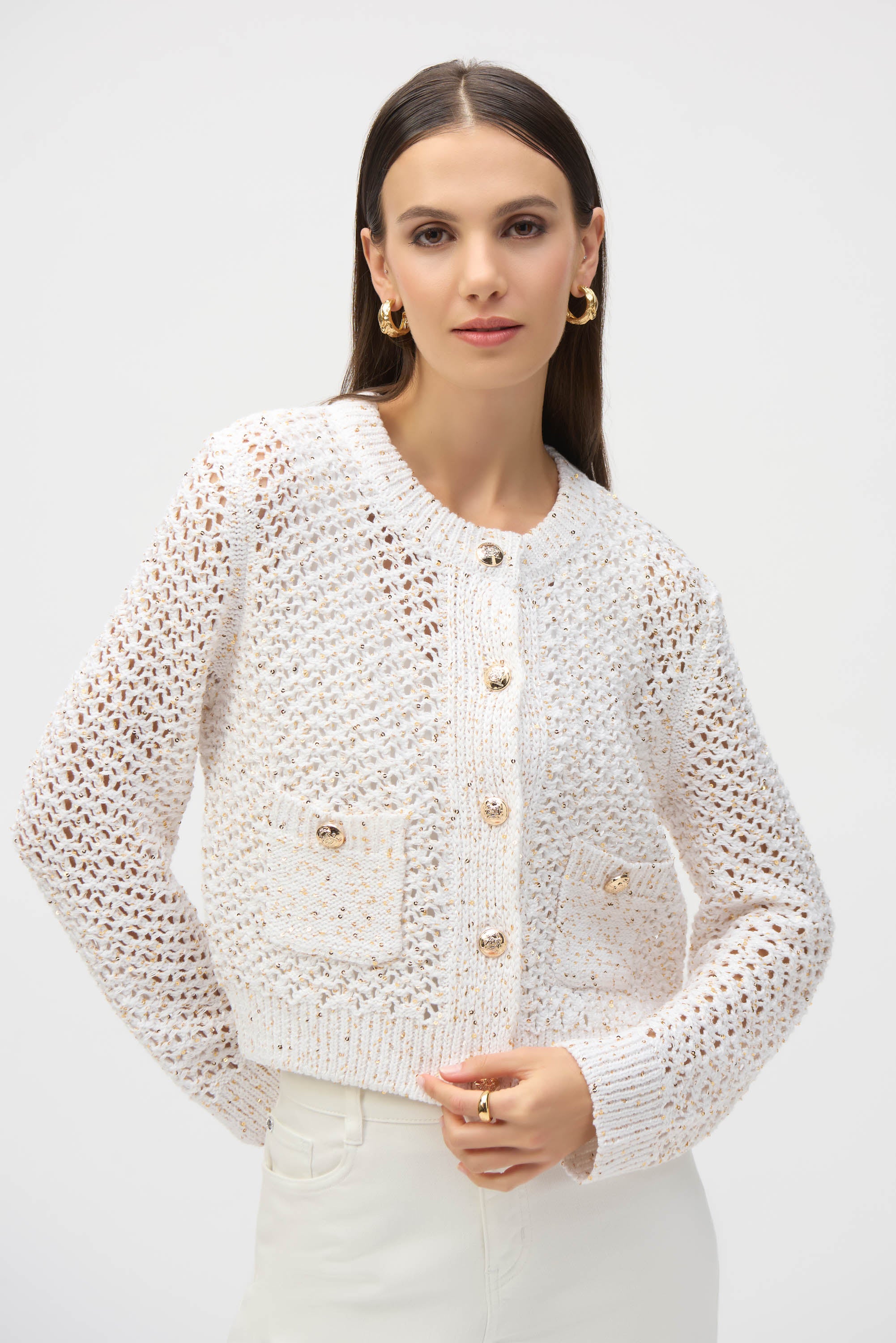 JOSEPH RIBKOFF Open Weave Cardigan
