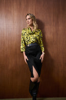 JOSEPH RIBKOFF Animal Print Blouse