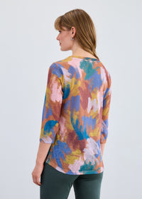FDJ Scoop Neck Patterned 3/4 Sleeve Top