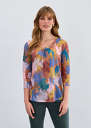 FDJ Scoop Neck Patterned 3/4 Sleeve Top