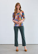FDJ Scoop Neck Patterned 3/4 Sleeve Top