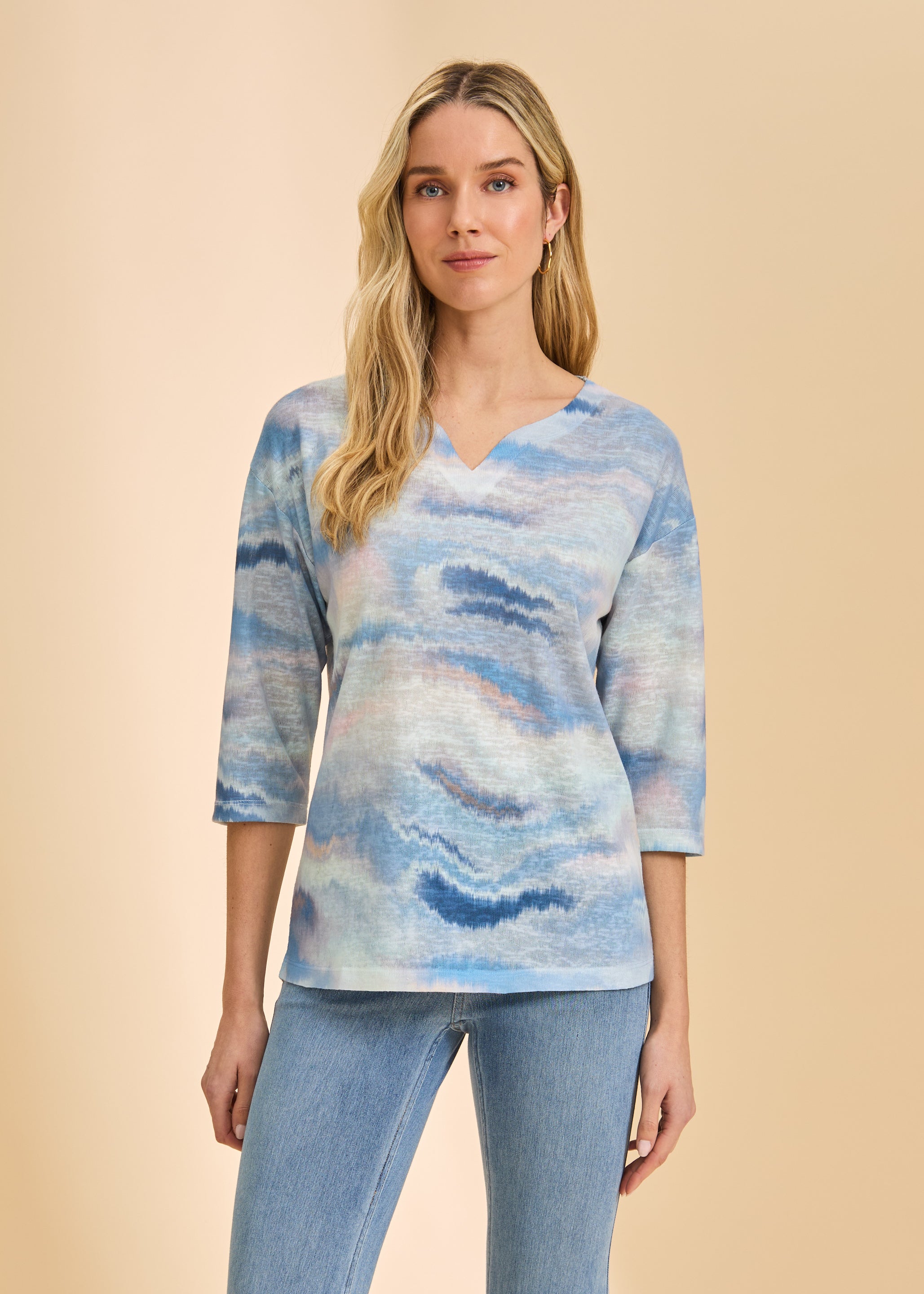 FDJ Printed 3/4 Sleeve Top