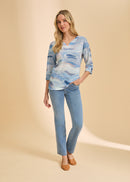 FDJ 3/4 Sleeve Notch Neck Top