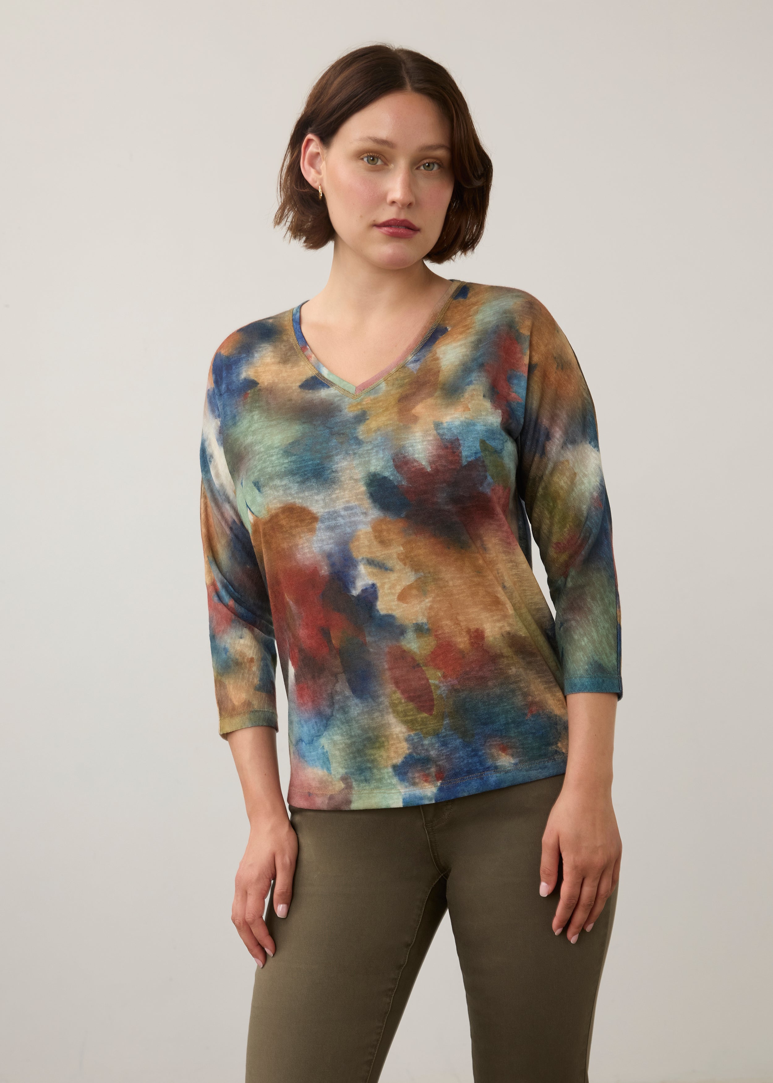 FDJ 3/4 Sleeve Printed Top