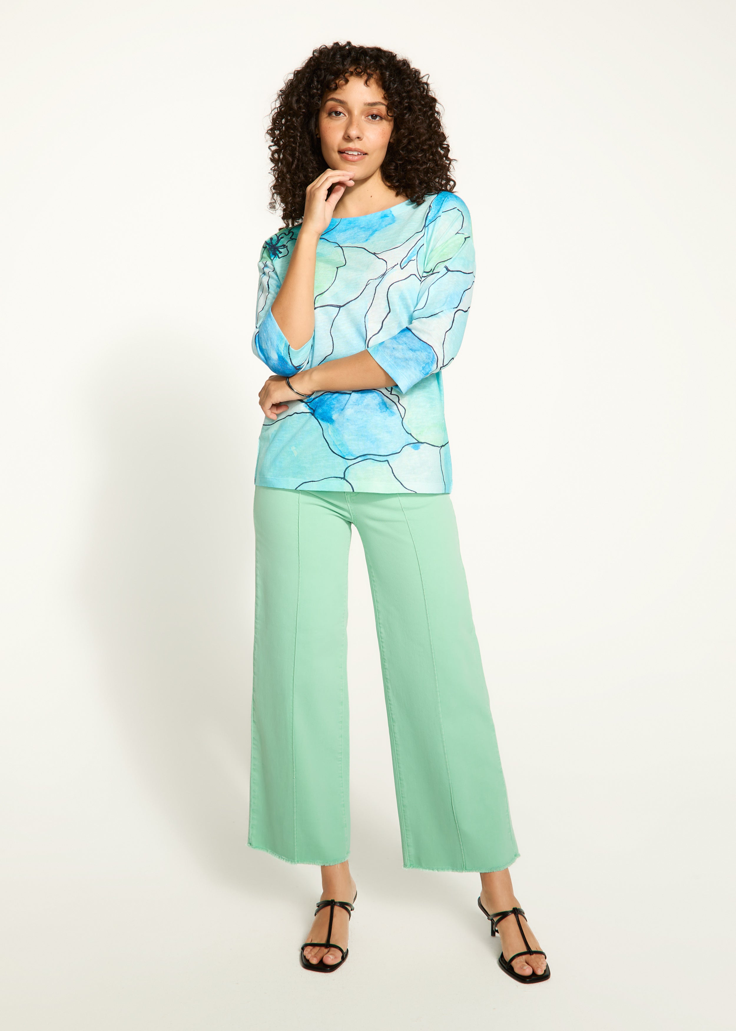 FDJ 3/4 Sleeve Printed Top