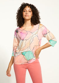 FDJ 3/4 Sleeve Printed Top