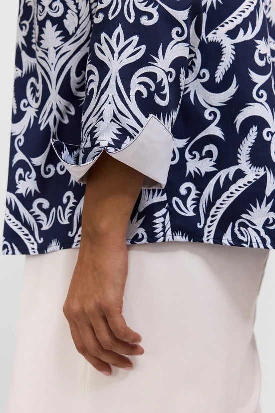 FOXCROFT Printed Damask L/S Blouse
