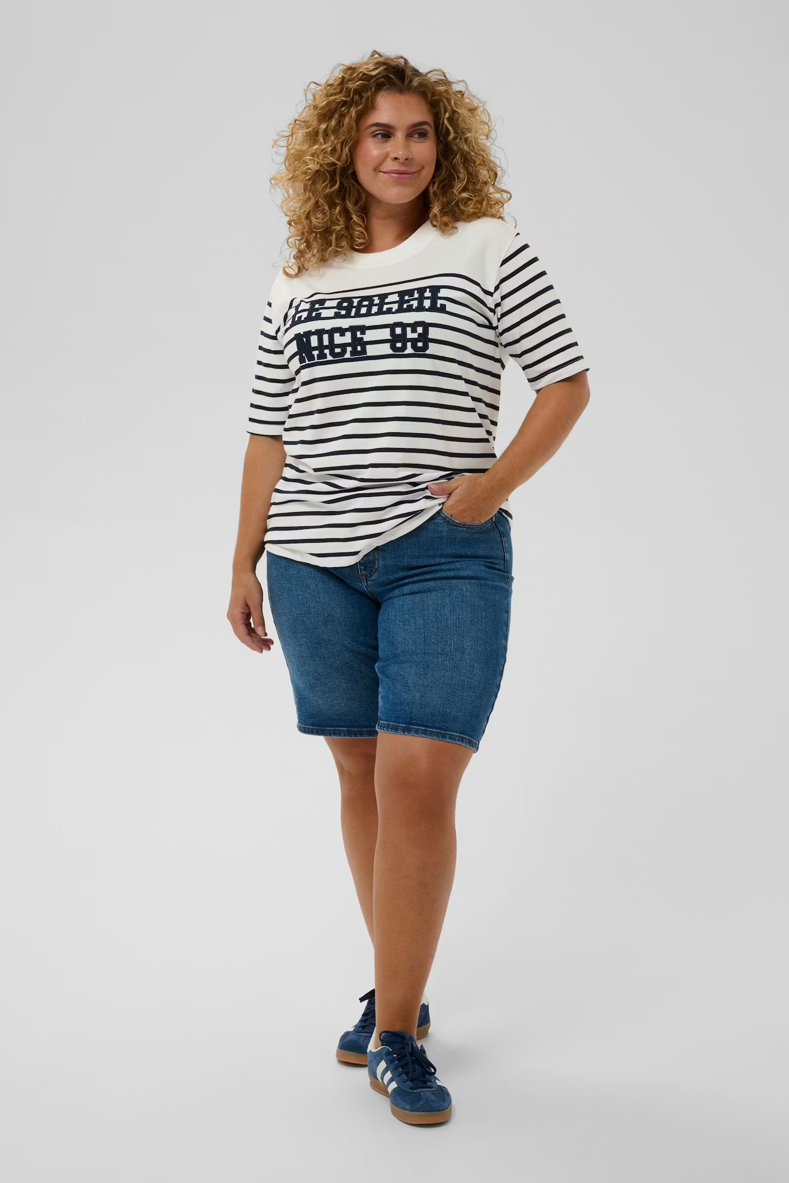 KAFFE CURVE Striped T-Shirt