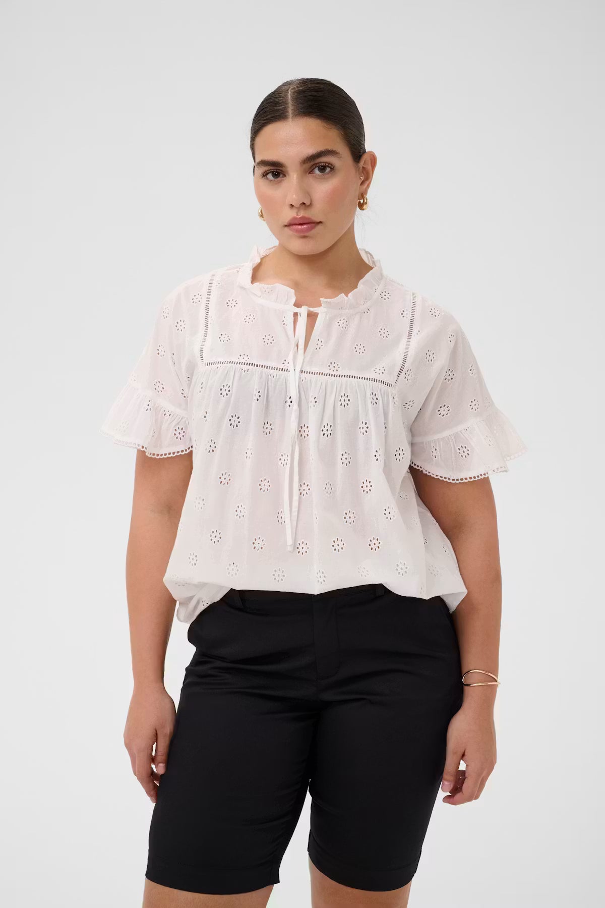 KAFFE CURVE Eyelet Blouse