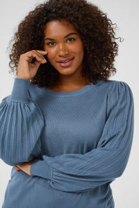 KAFFE CURVE Pleated Sleeve Sweater