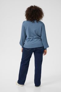 KAFFE CURVE Pleated Sleeve Sweater