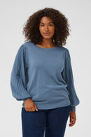 KAFFE CURVE Pleated Sleeve Sweater