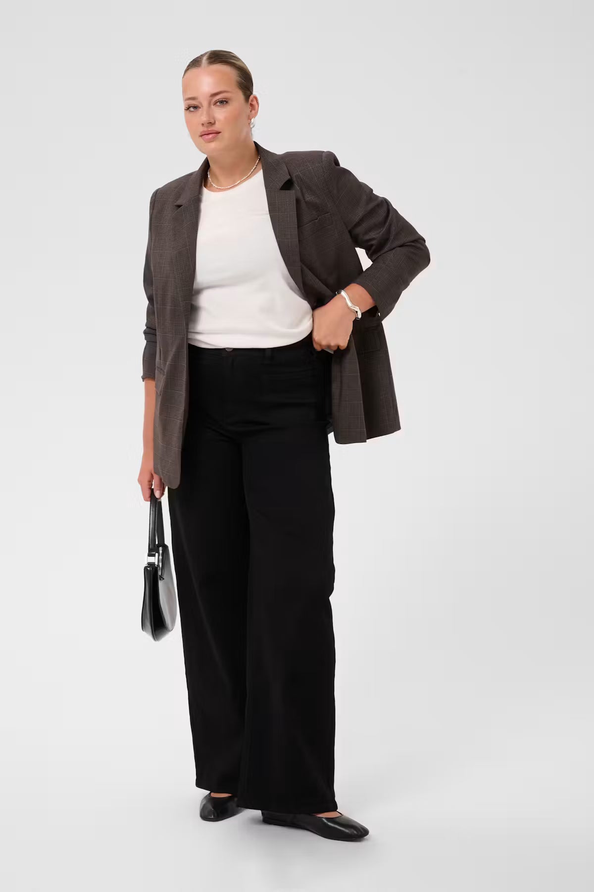 KAFFE CURVE Black Wide Leg Denim