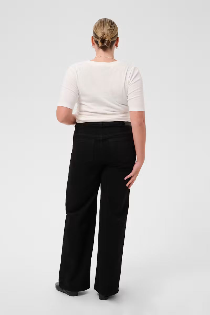 KAFFE CURVE Black Wide Leg Denim