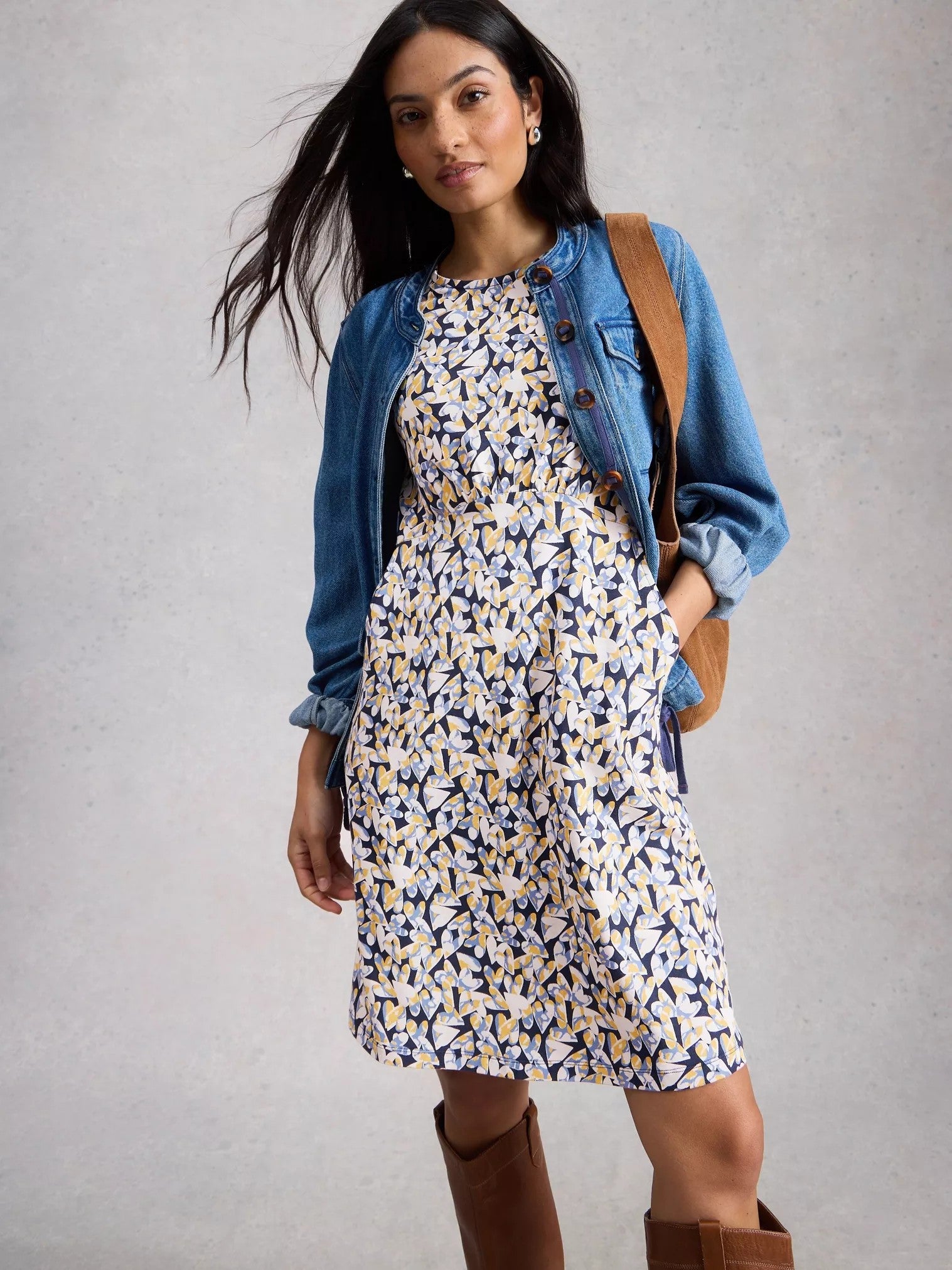 WHITE STUFF Olivia Jersey Crew Neck Dress