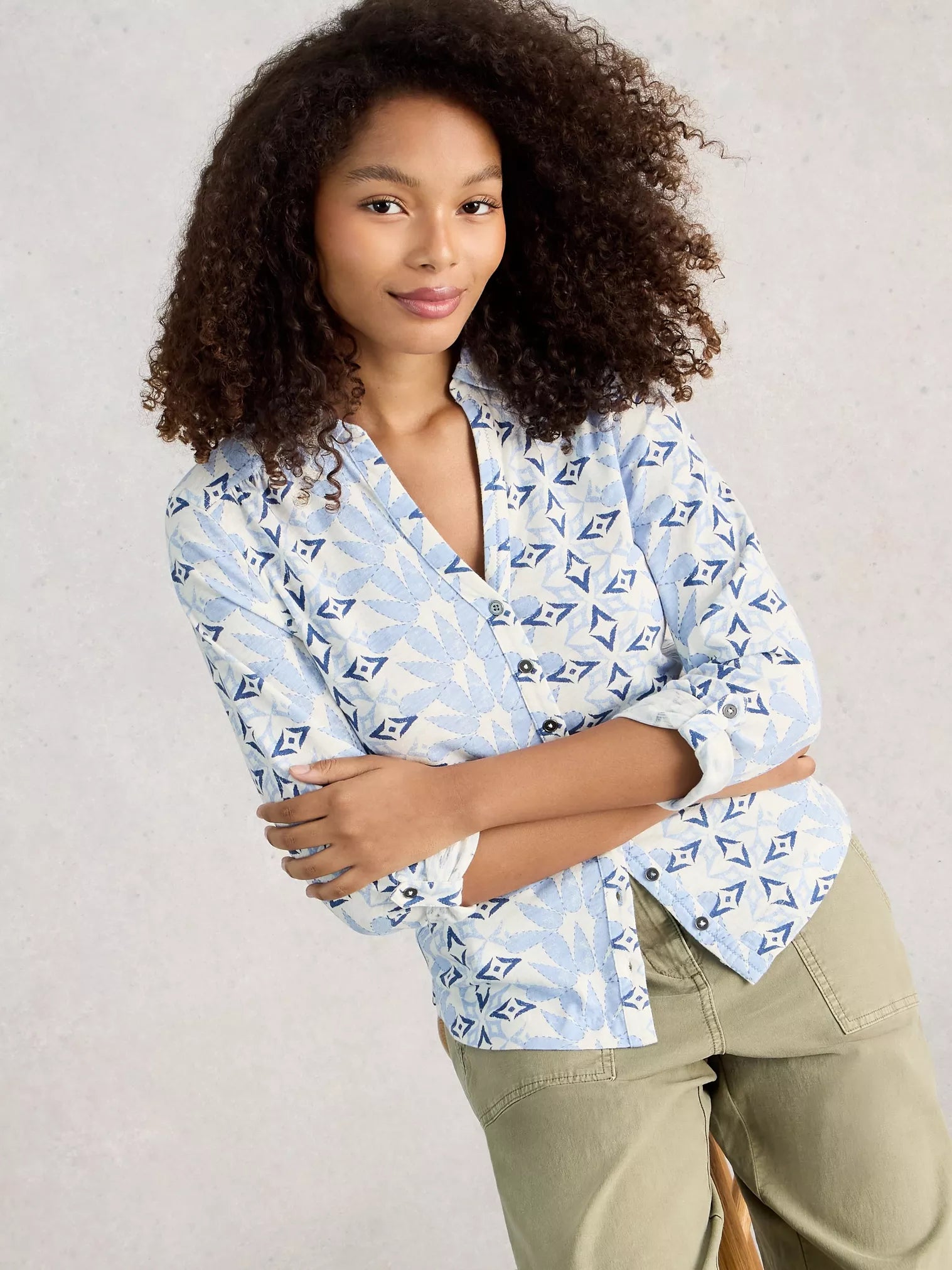 WHITE STUFF Annie Collared Jersey Shirt