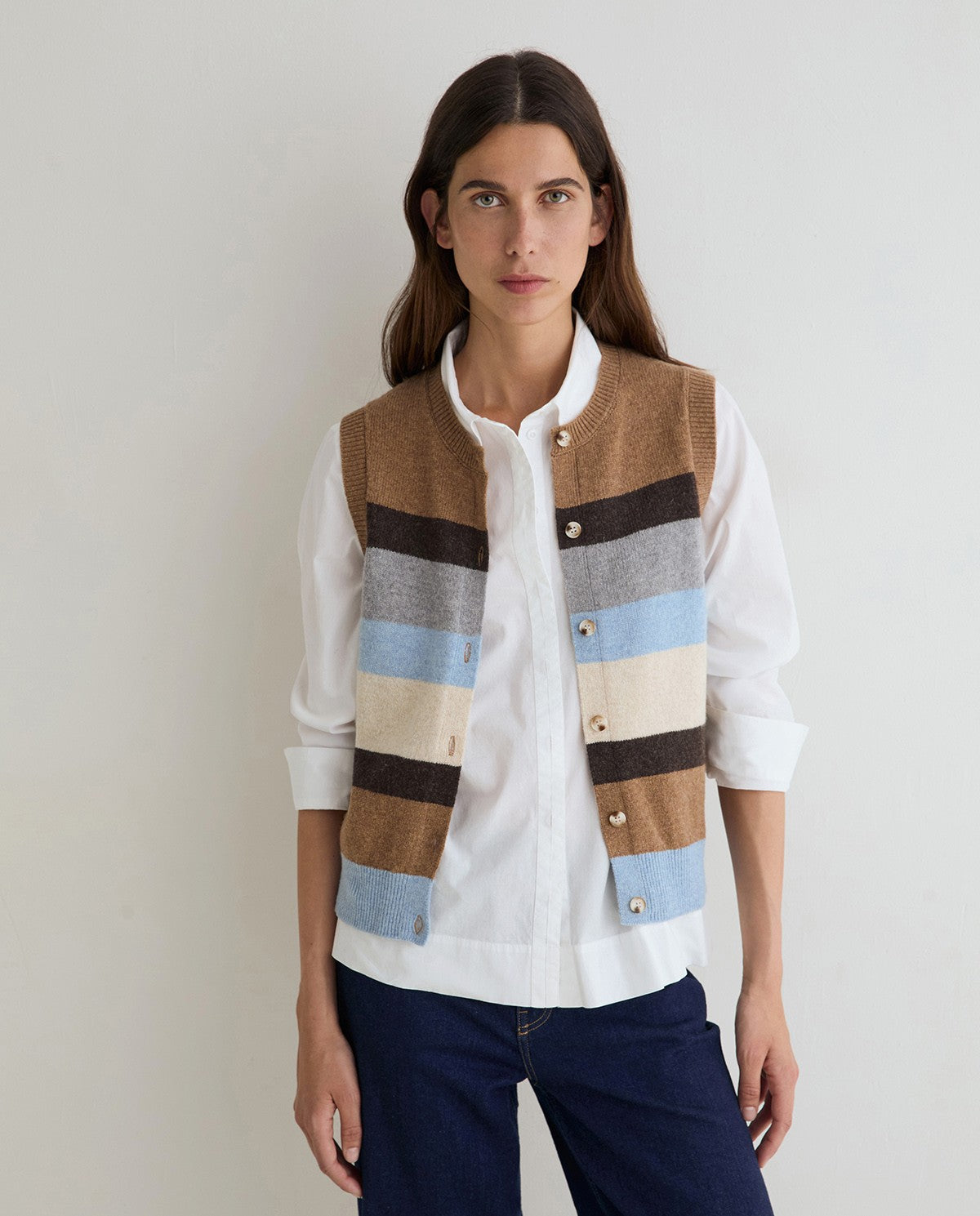 YERSE Striped Knit Vest