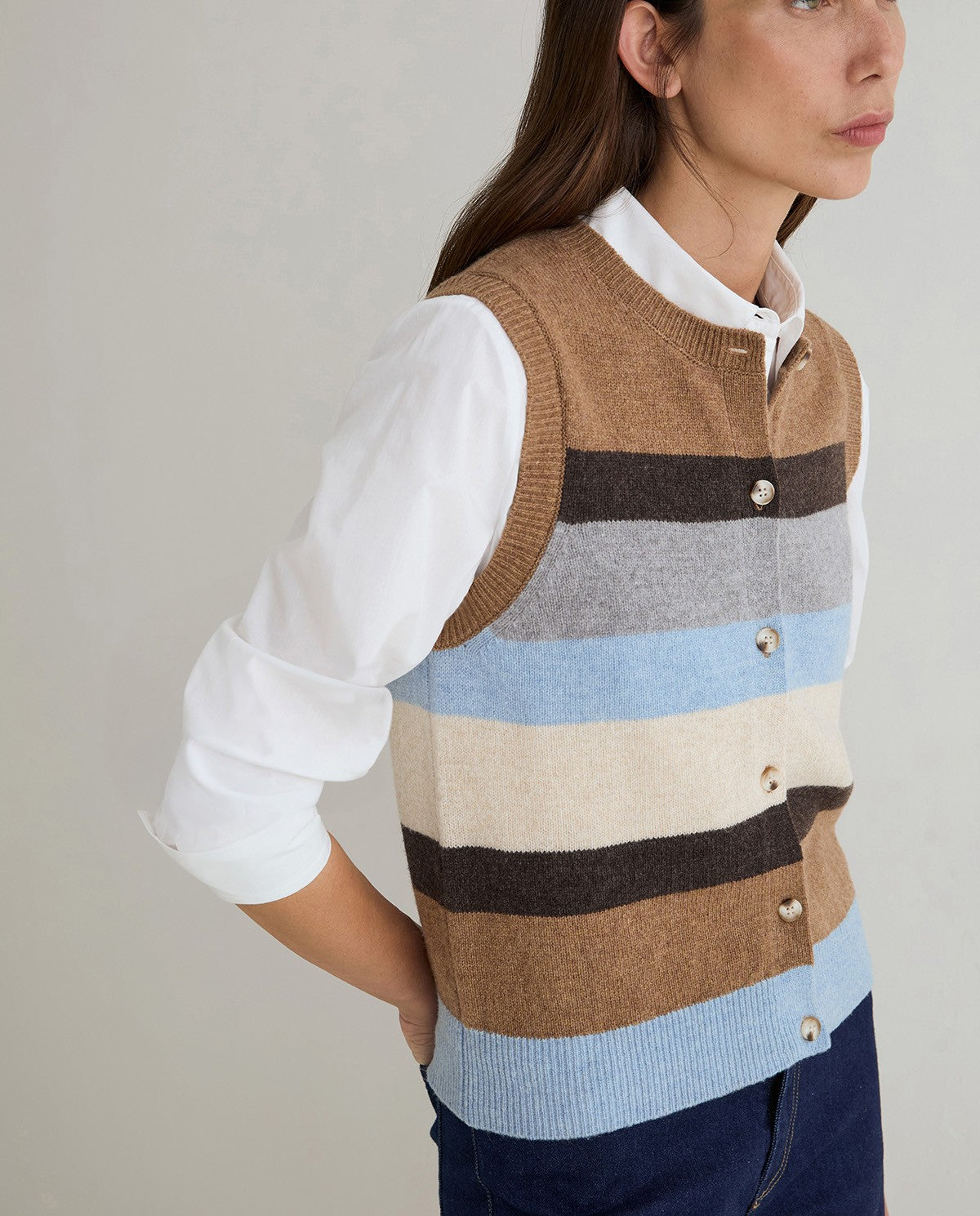 YERSE Striped Knit Vest