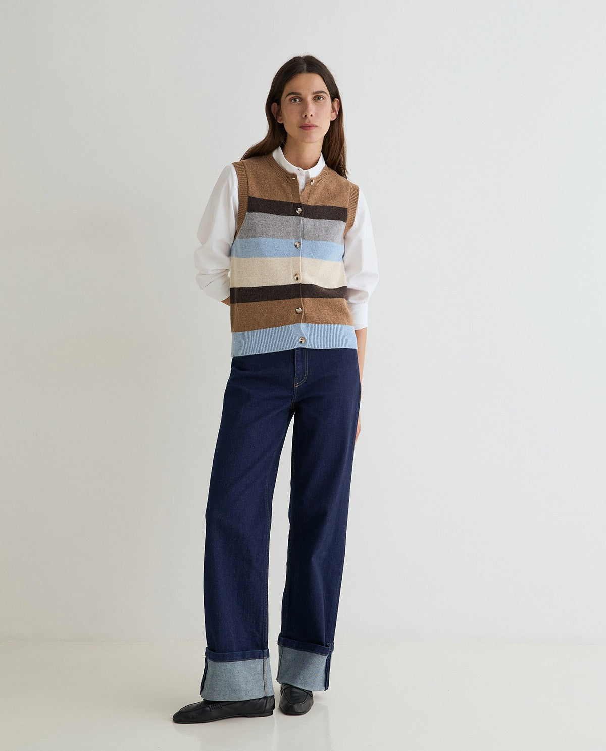 YERSE Striped Knit Vest
