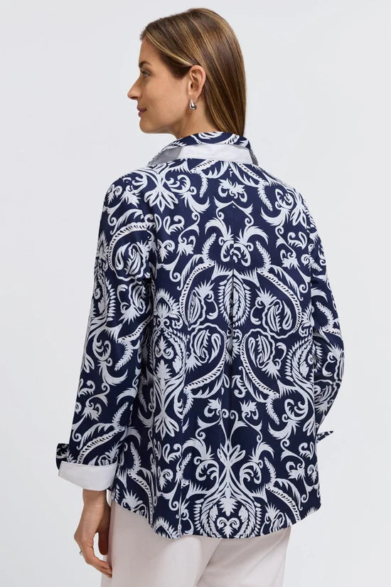 FOXCROFT Printed Damask L/S Blouse